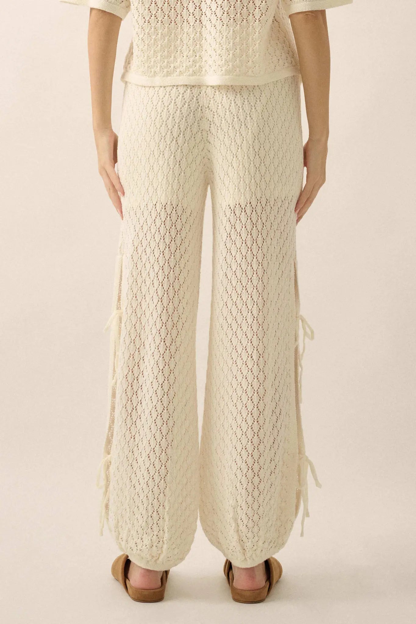 Sunlit Coast Crochet Knit Side-Tie Pants