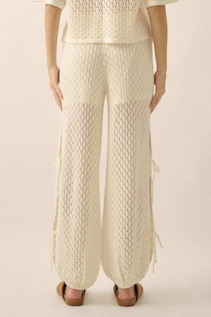 Sunlit Coast Crochet Knit Side-Tie Pants