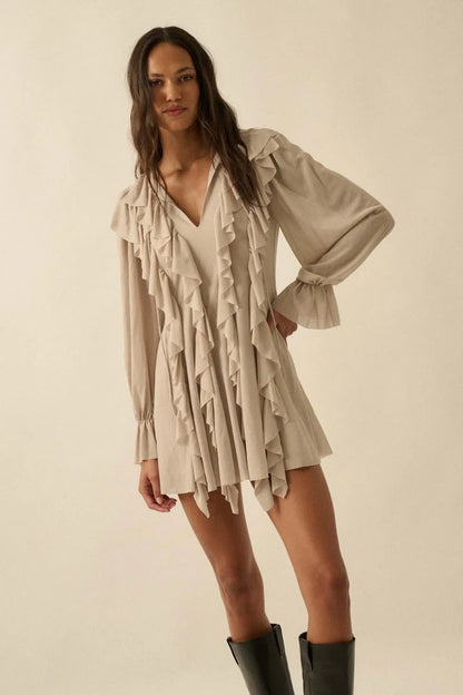 Wind Song Mesh Cascade Ruffle Peasant Romper