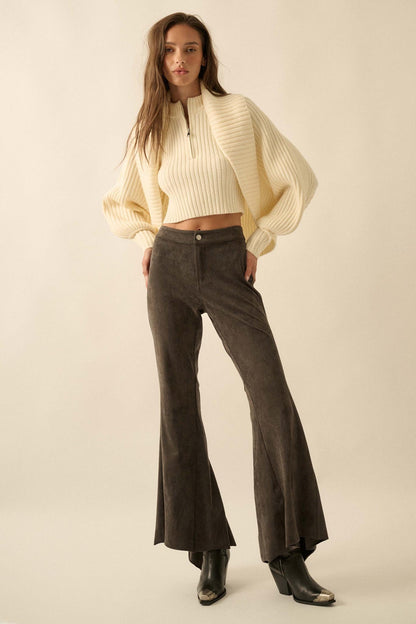 Touch of Flair Vegan Suede Flare Pants
