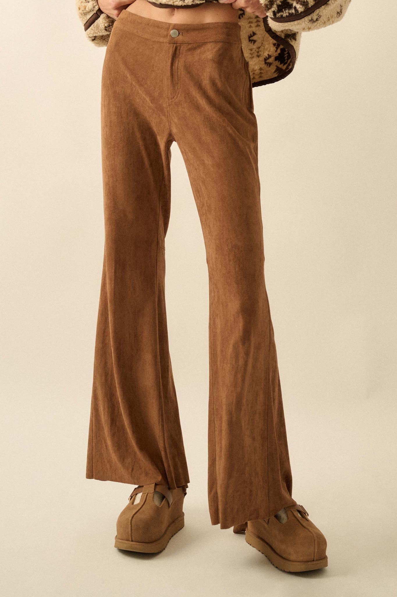 Touch of Flair Vegan Suede Flare Pants