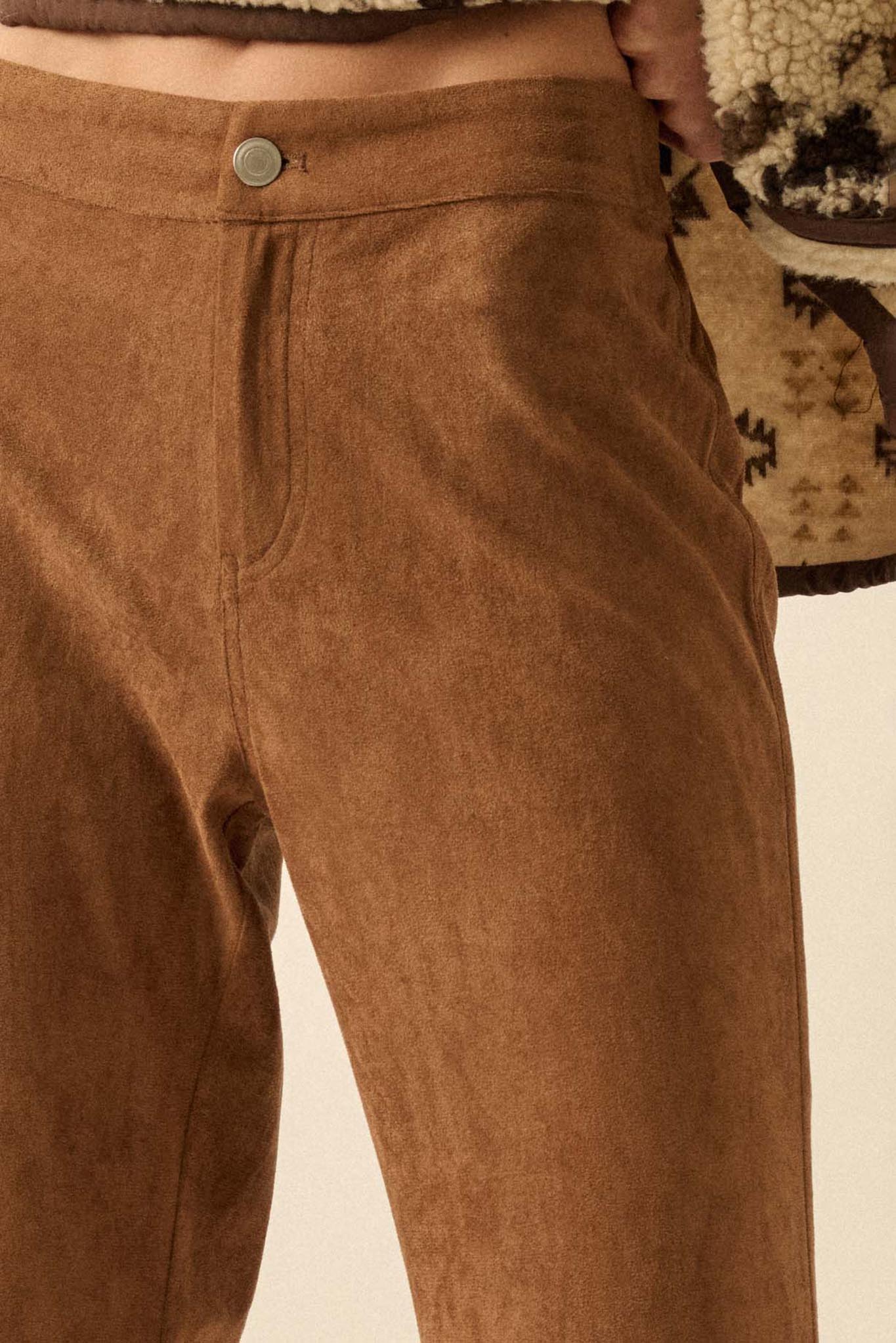 Touch of Flair Vegan Suede Flare Pants