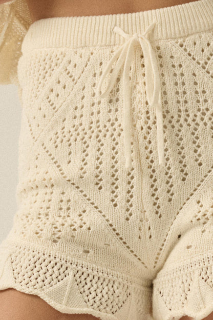 Yes Way Crochet Crochet-Knit Ruffle Shorts