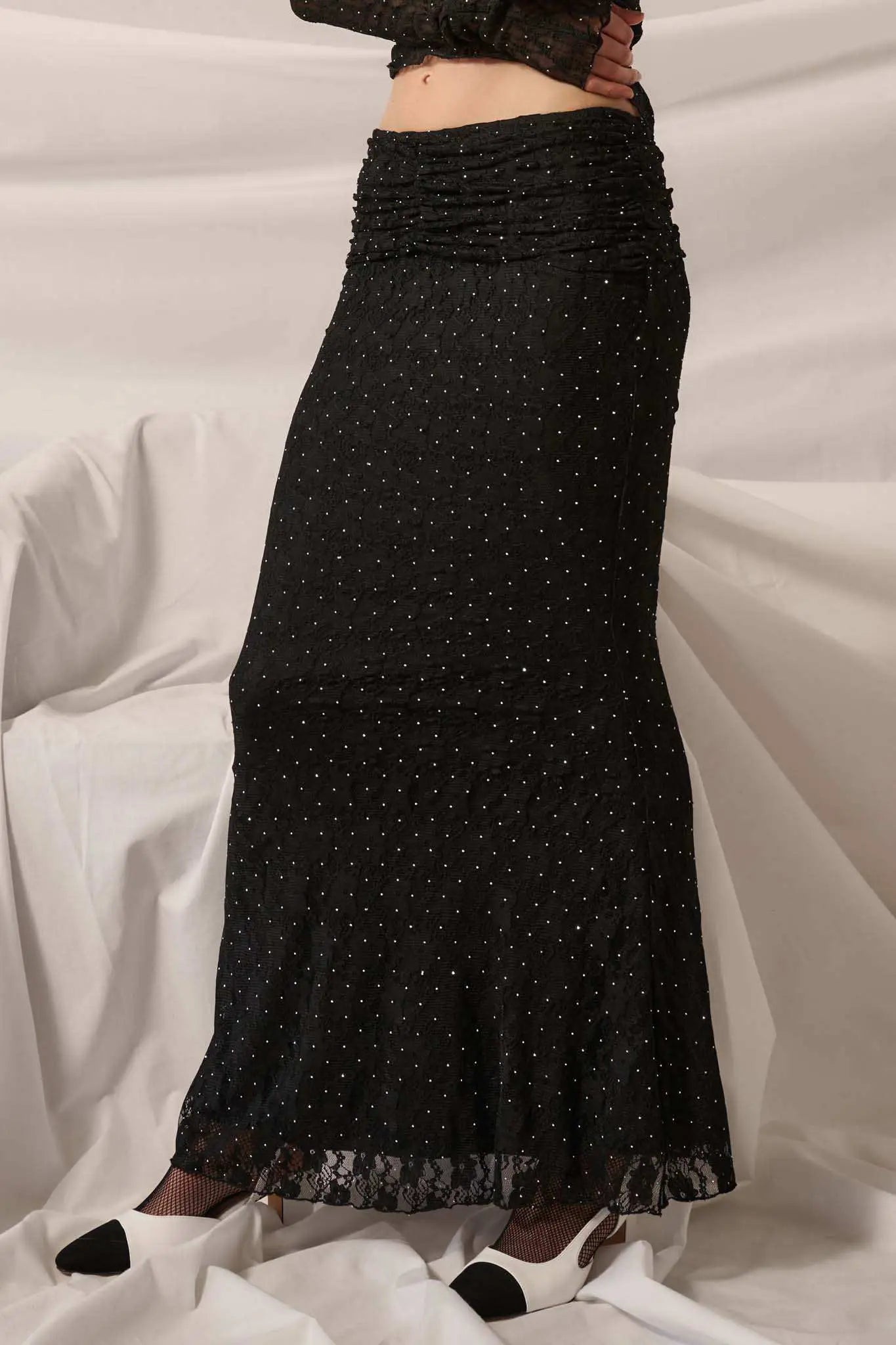 Under the Stars Studded Lace Mermaid Maxi Skirt
