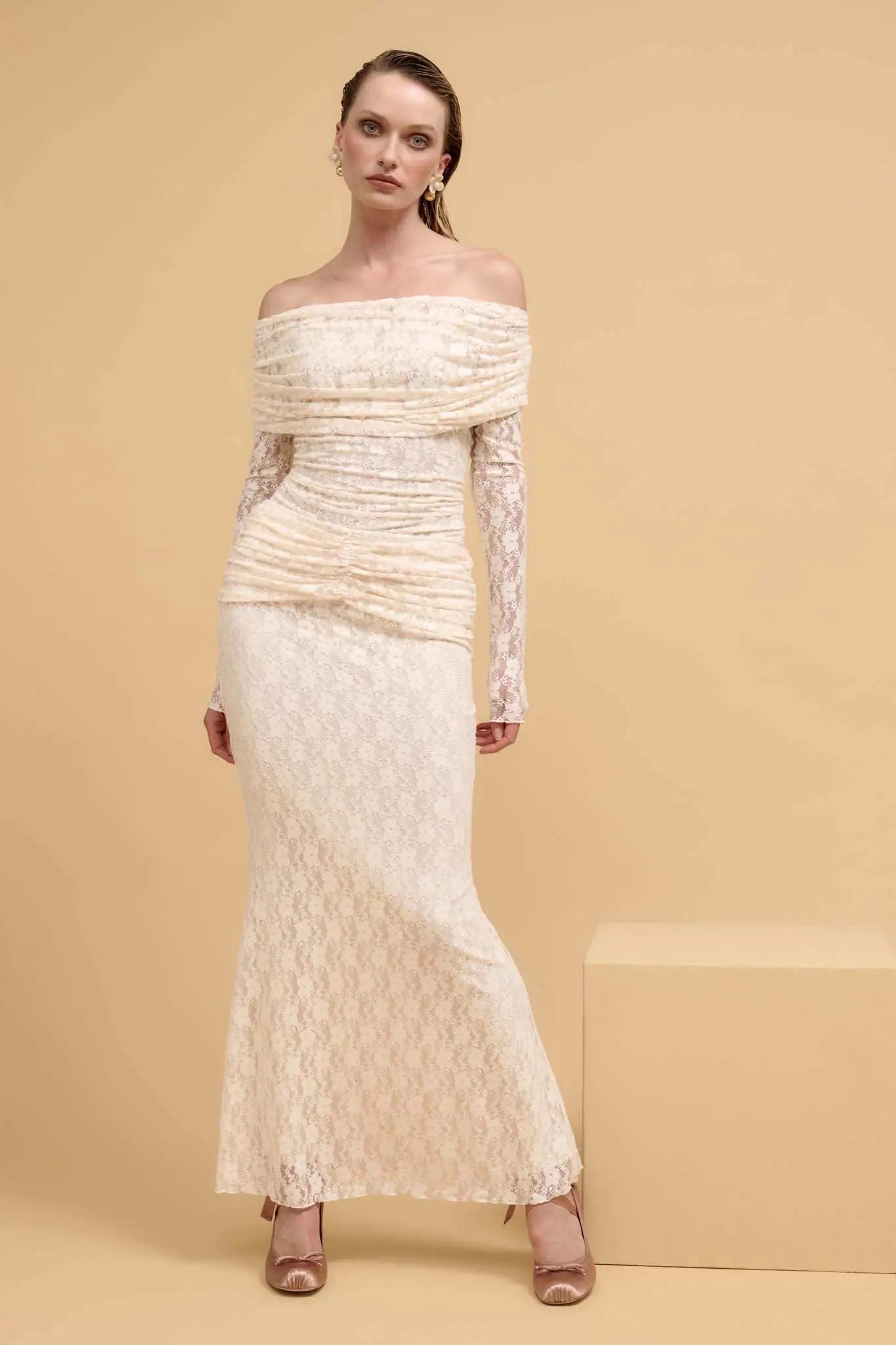 Under the Stars Studded Lace Mermaid Maxi Skirt