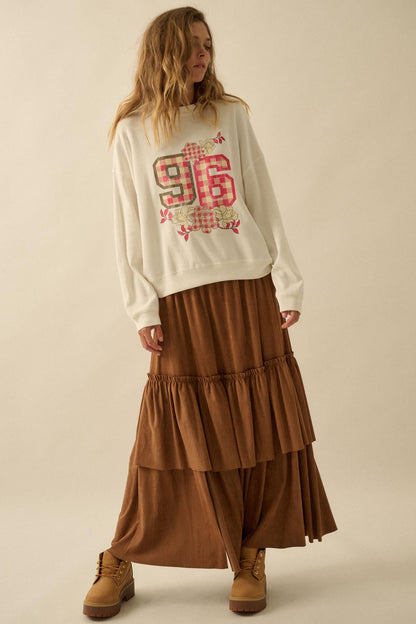 Tender Touch Vegan Suede Tiered Ruffle Maxi Skirt