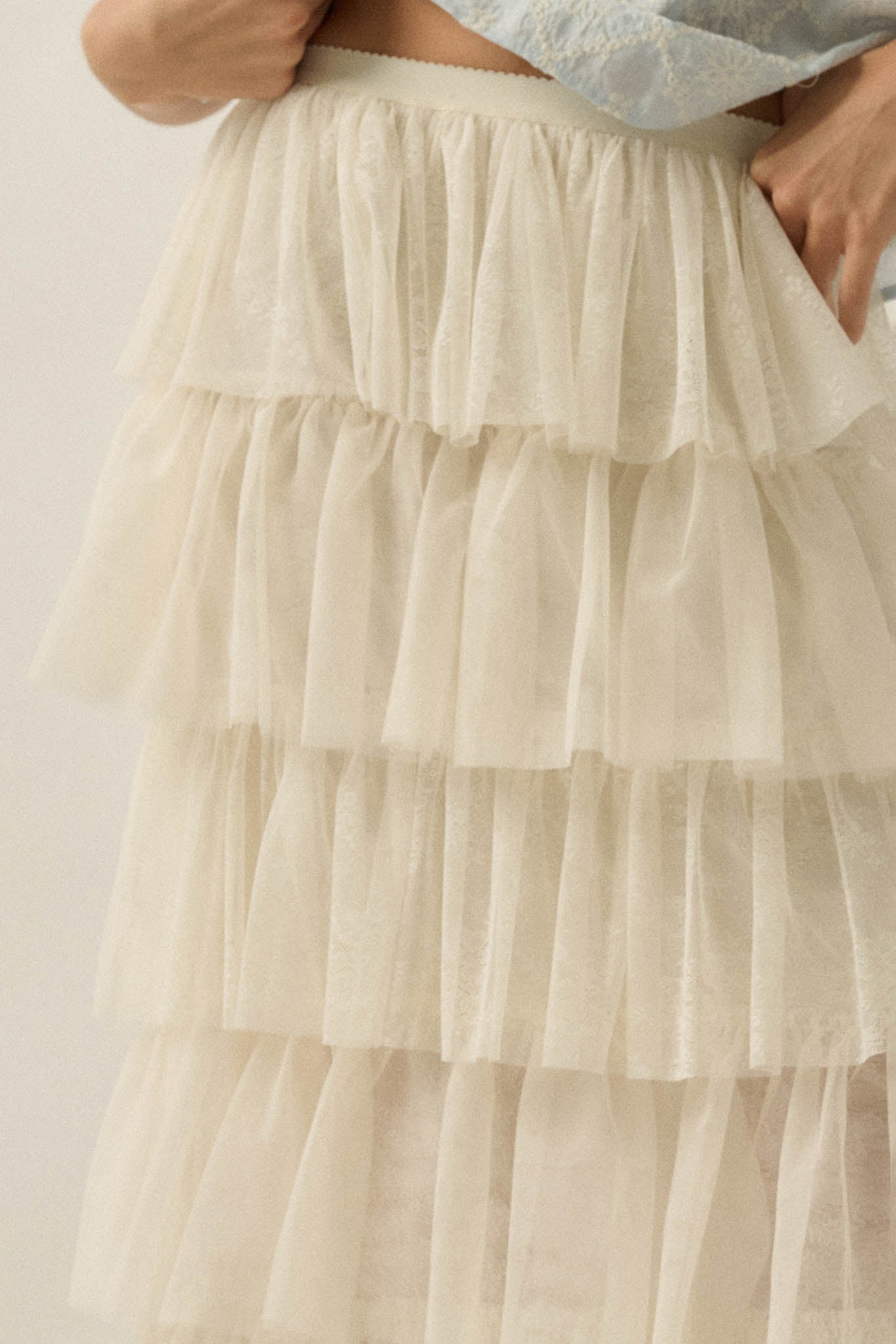 Twirl Power Floral Lace and Tulle Ruffle Maxi Skirt