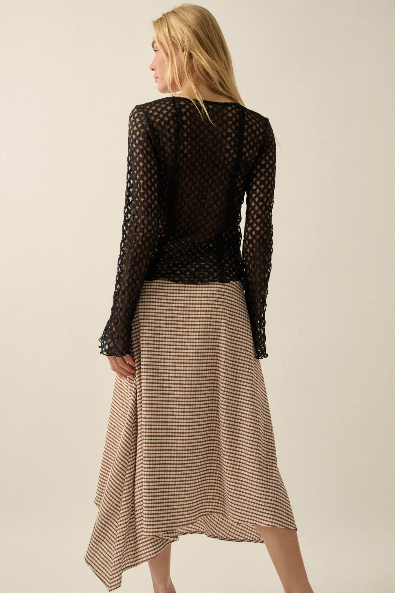 Sweet As Can Be Gingham Side-Tie Wrap Maxi Skirt