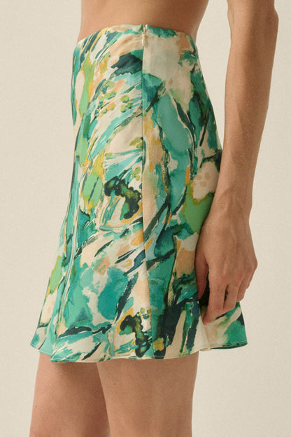 Wildest Dreams Abstract-Print Satin Mini Skirt