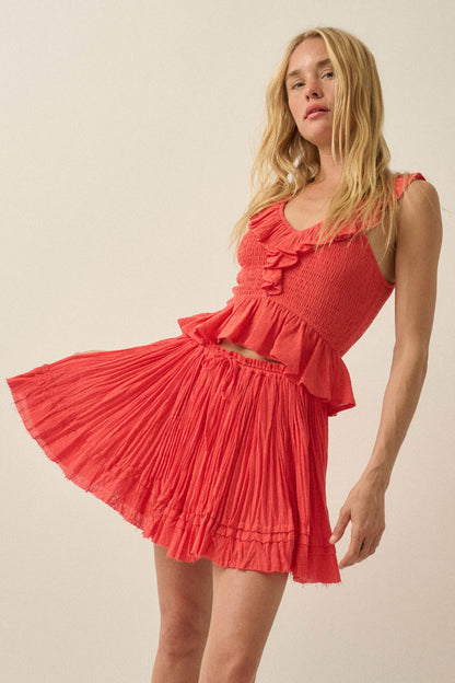 Sweet Freedom Cotton Gauze Drawstring Mini Skirt