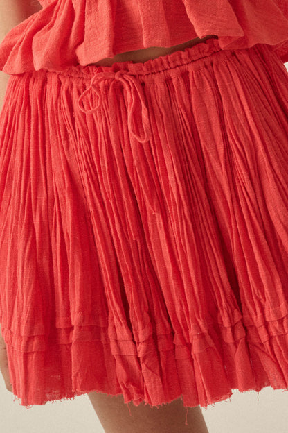 Sweet Freedom Cotton Gauze Drawstring Mini Skirt