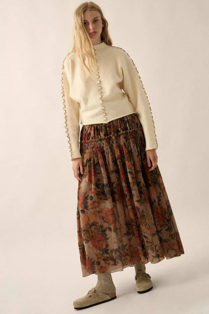 Wave Hello Lettuce-Edge Mock-Neck Sweater