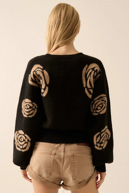 Winter Blooms Floral Jacquard Sweater