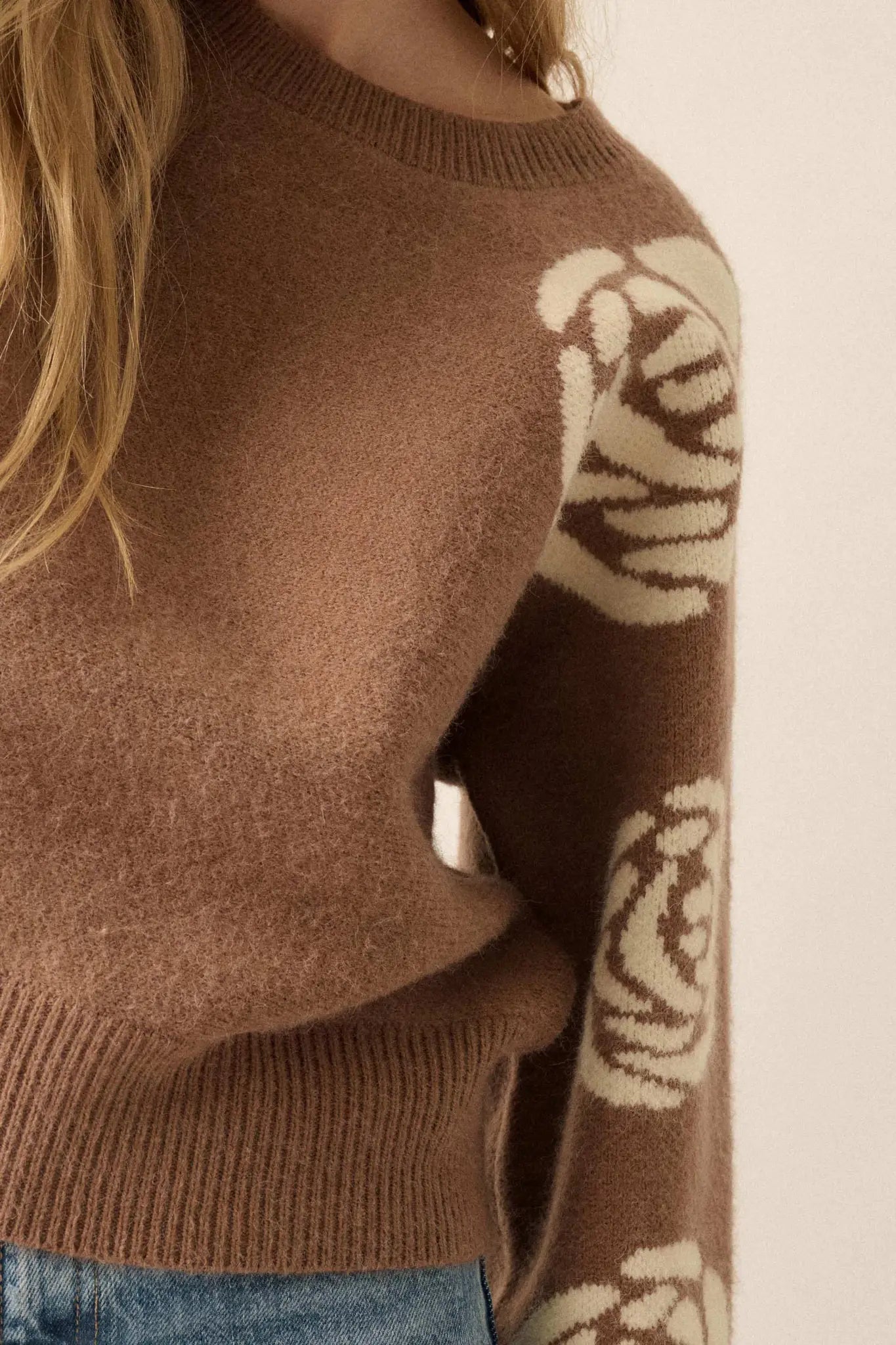 Winter Blooms Floral Jacquard Sweater