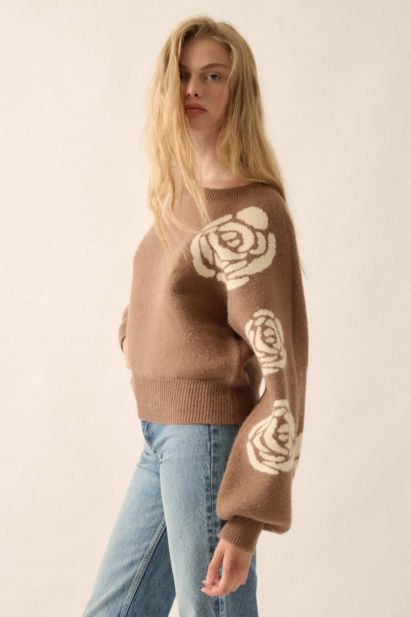 Winter Blooms Floral Jacquard Sweater