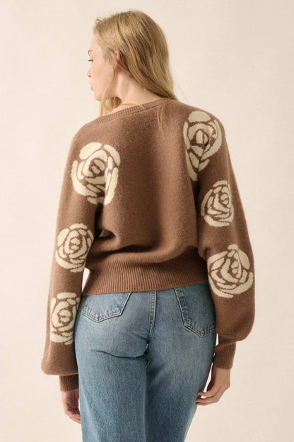 Winter Blooms Floral Jacquard Sweater