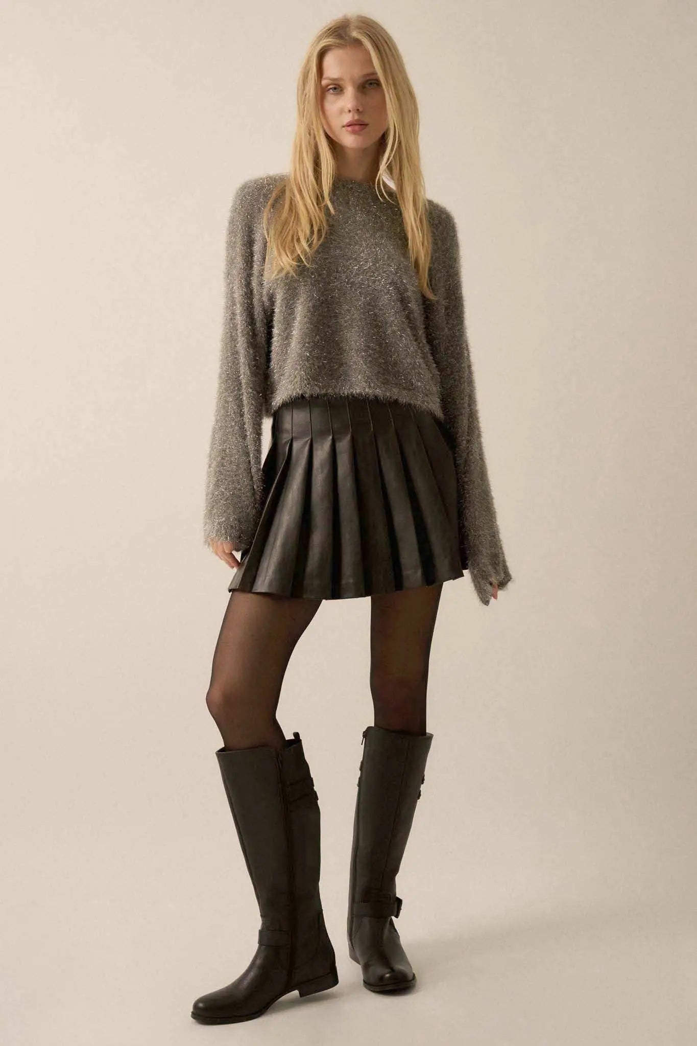 Winter Wonderland Metallic Fuzzy Knit Sweater