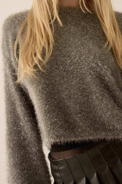 Winter Wonderland Metallic Fuzzy Knit Sweater