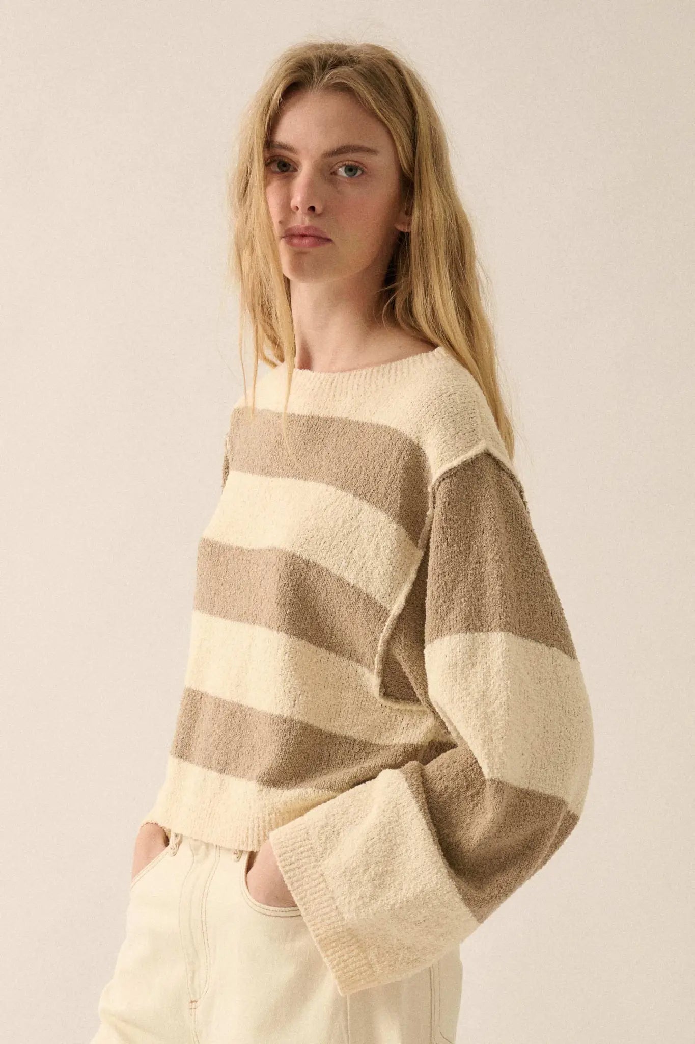 Straight Talk Striped Knit Cropped Sweater