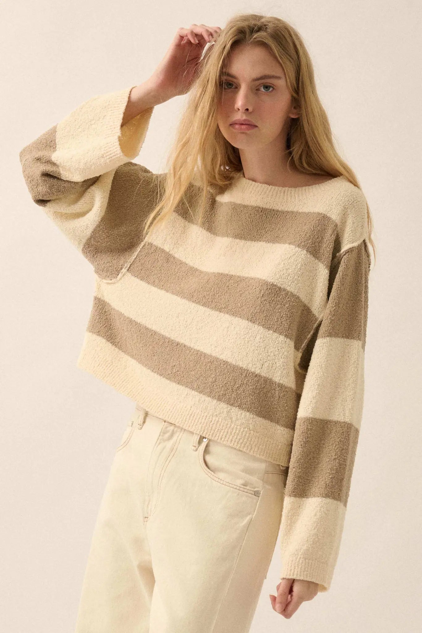 Straight Talk Striped Knit Cropped Sweater