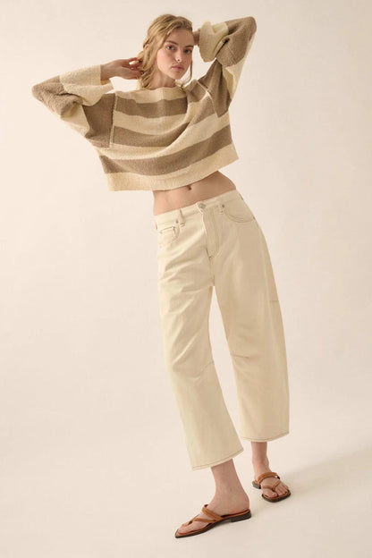 Straight Talk Striped Knit Cropped Sweater