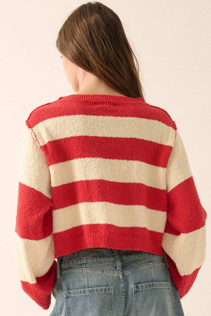 Straight Talk Striped Knit Cropped Sweater