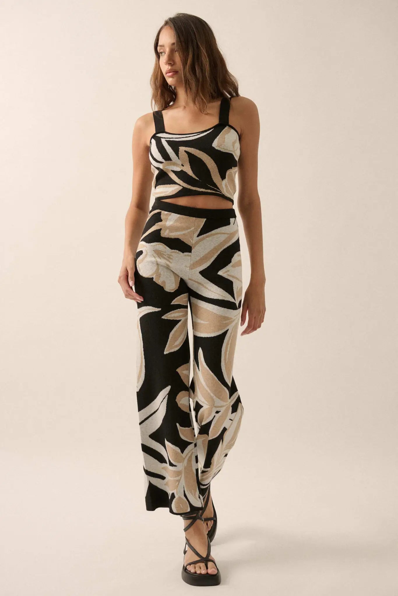 Wild Jungle Tropical Jacquard Knit Tank Top