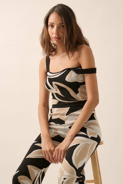 Wild Jungle Tropical Jacquard Knit Tank Top