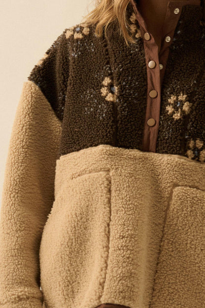 Toasted Blooms Floral Fleece Half-Snap Pullover