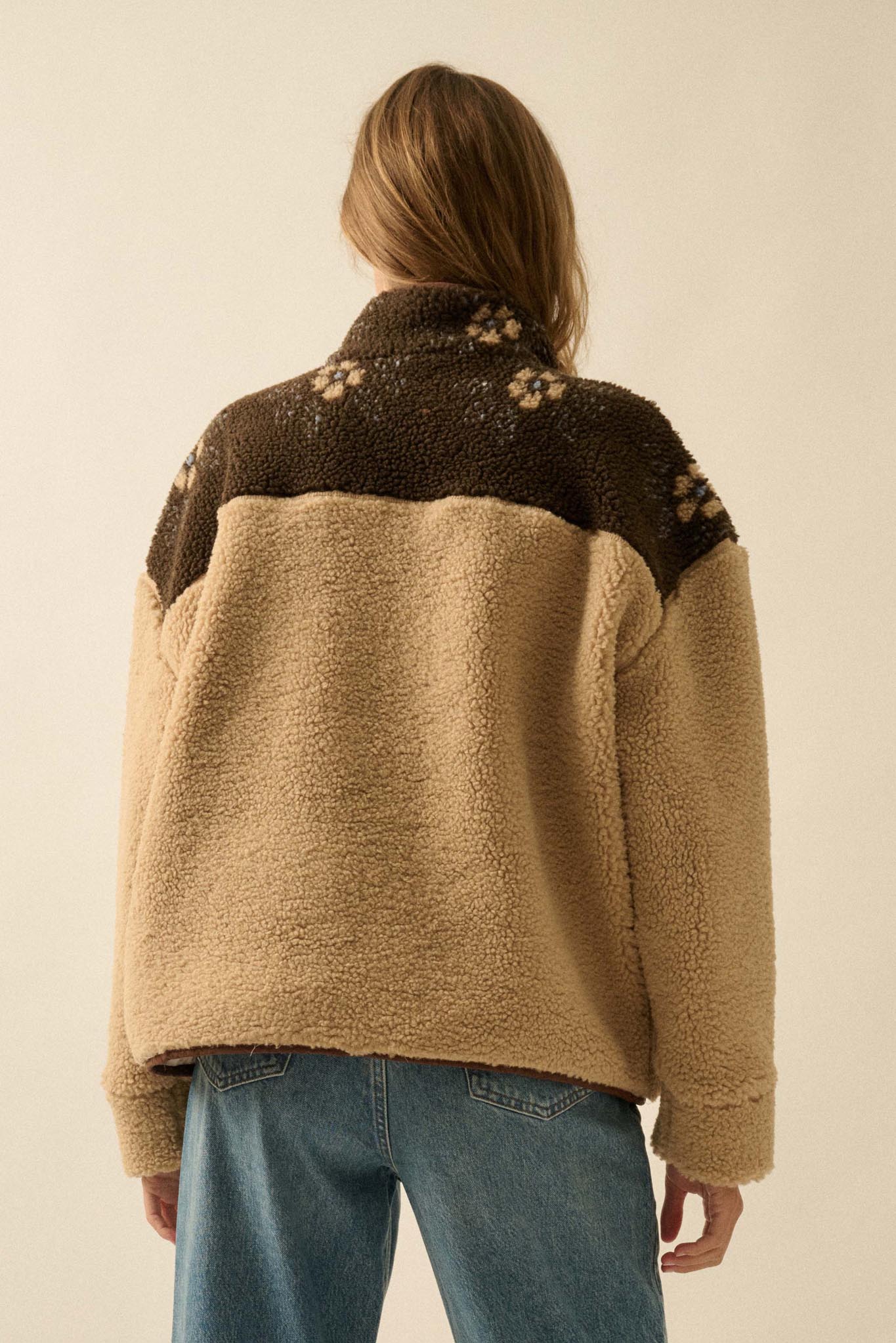 Toasted Blooms Floral Fleece Half-Snap Pullover