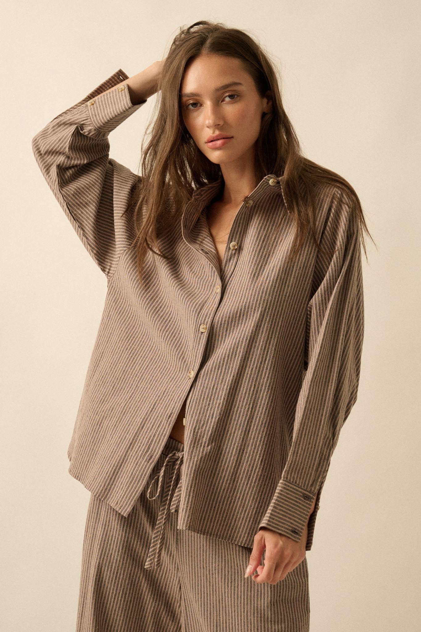 Straight Ahead Double Pinstripe Button-Up Shirt