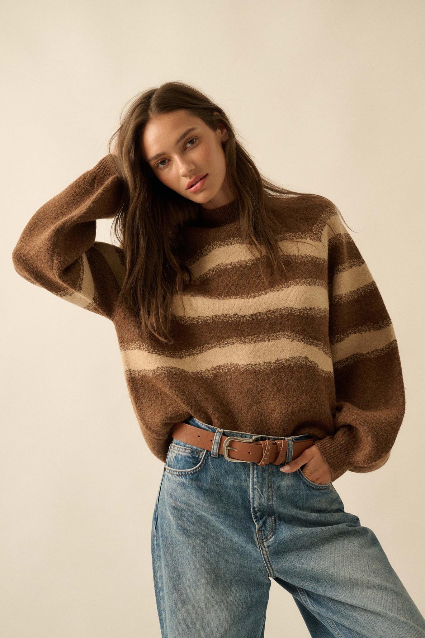 Stroke of Genius Striped Jacquard-Knit Sweater