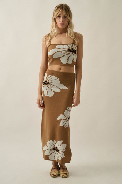 Wild Hibiscus Floral Jacquard-Knit Tank Top