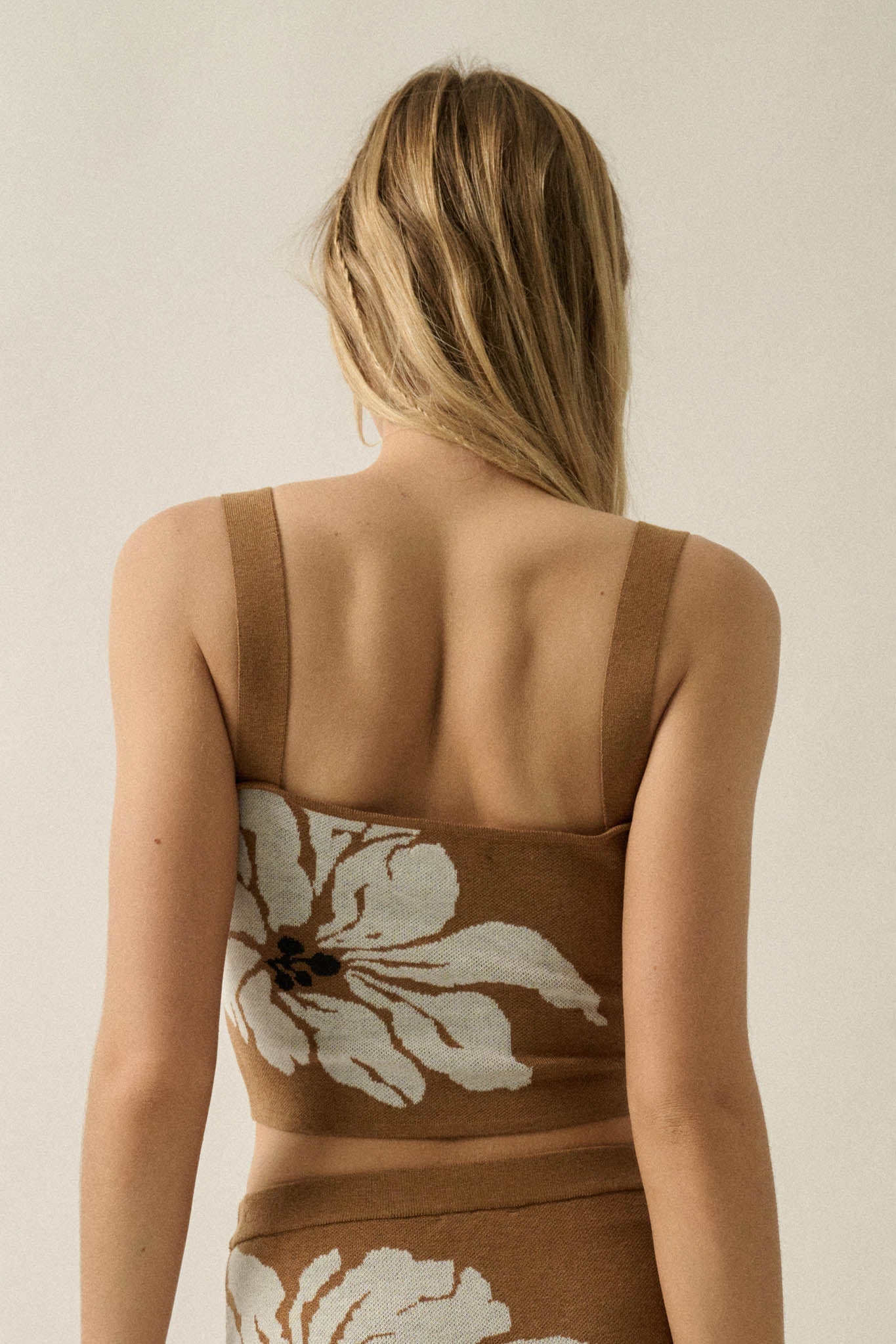 Wild Hibiscus Floral Jacquard-Knit Tank Top