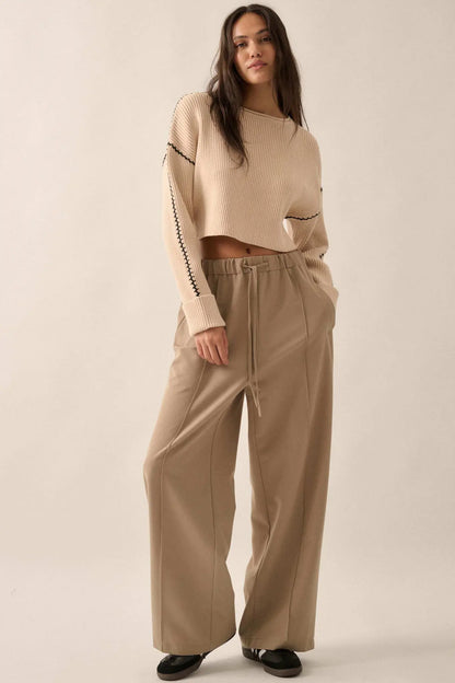 Stitched Up Cropped Blanket Stitch Sweater