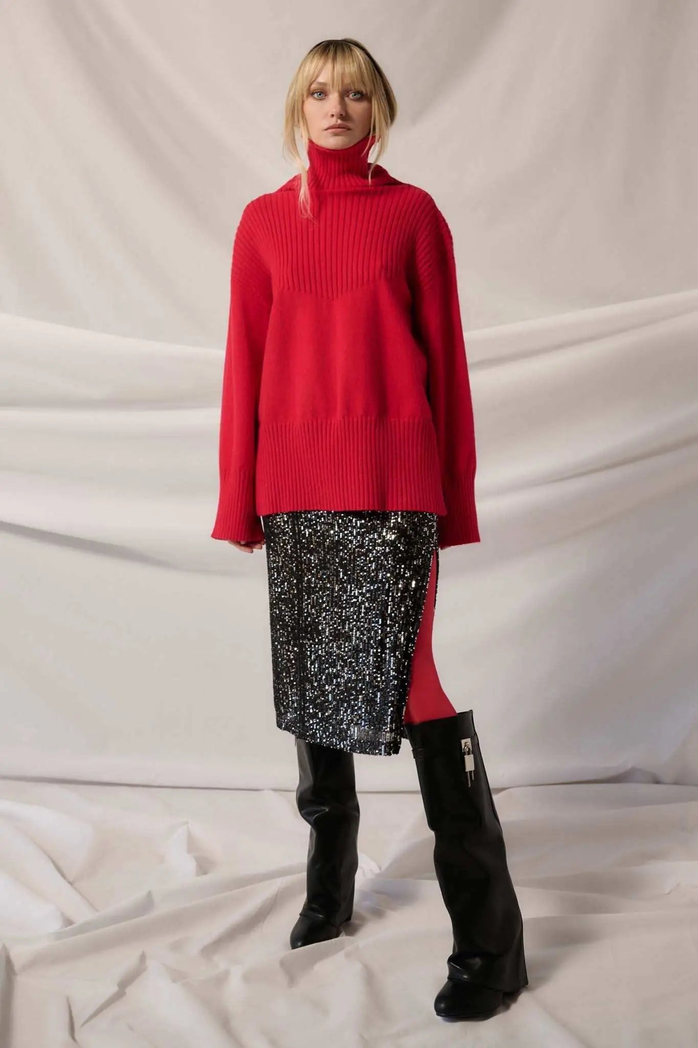 Warmest Regards Split-Hem Turtleneck Sweater