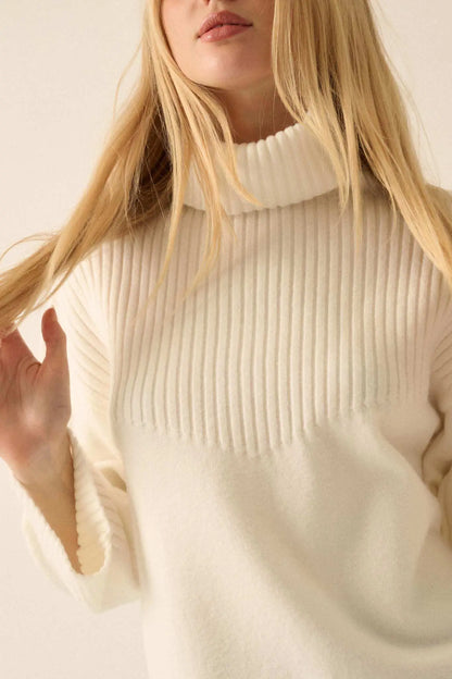 Warmest Regards Split-Hem Turtleneck Sweater