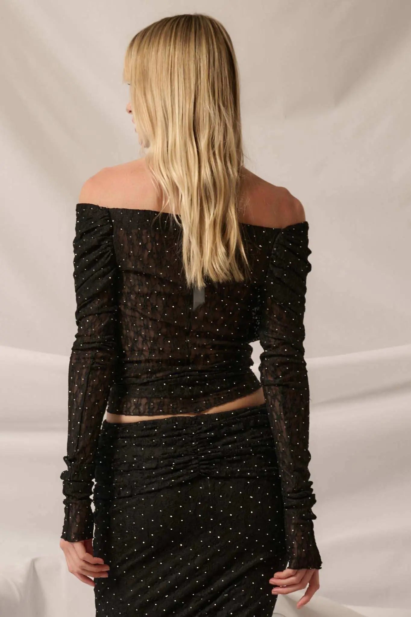 Written in the Stars Studded Lace Off-Shoulder Top