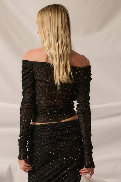 Written in the Stars Studded Lace Off-Shoulder Top