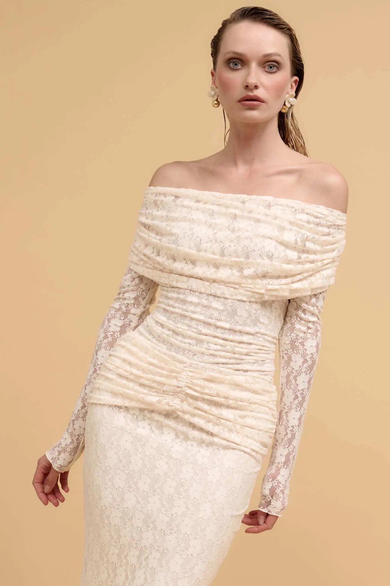 Written in the Stars Studded Lace Off-Shoulder Top