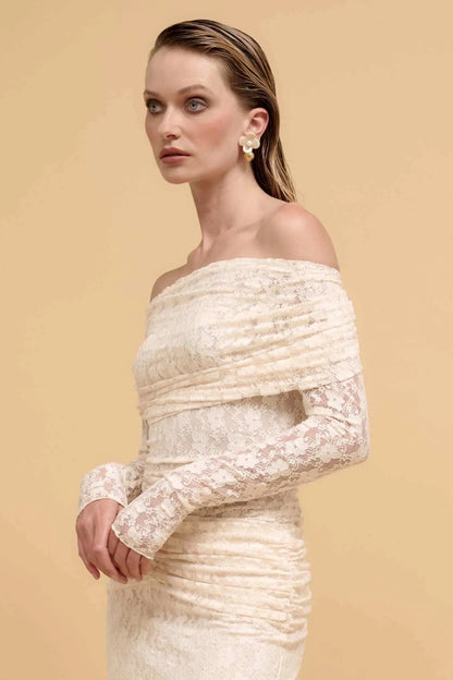 Written in the Stars Studded Lace Off-Shoulder Top