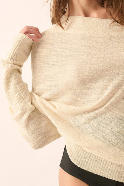 Too Blessed One-Shoulder Slub-Knit Dolman Sweater