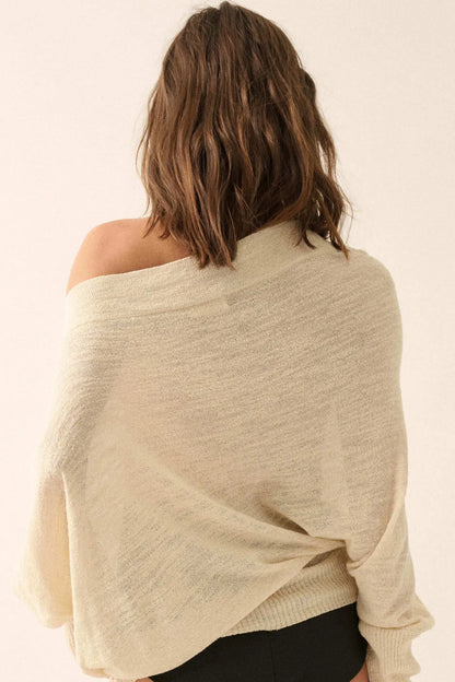 Too Blessed One-Shoulder Slub-Knit Dolman Sweater