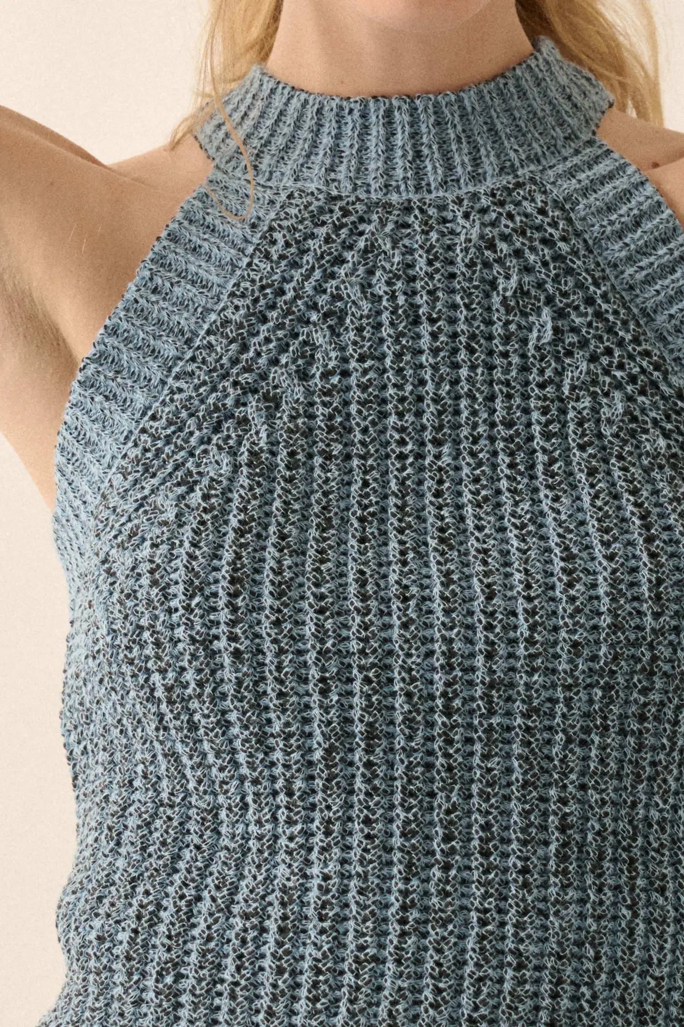 Take It Slow Rib-Knit Halter Sweater Tank Top