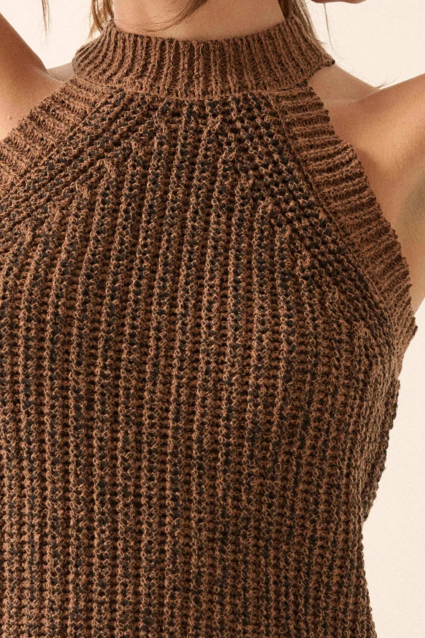 Take It Slow Rib-Knit Halter Sweater Tank Top
