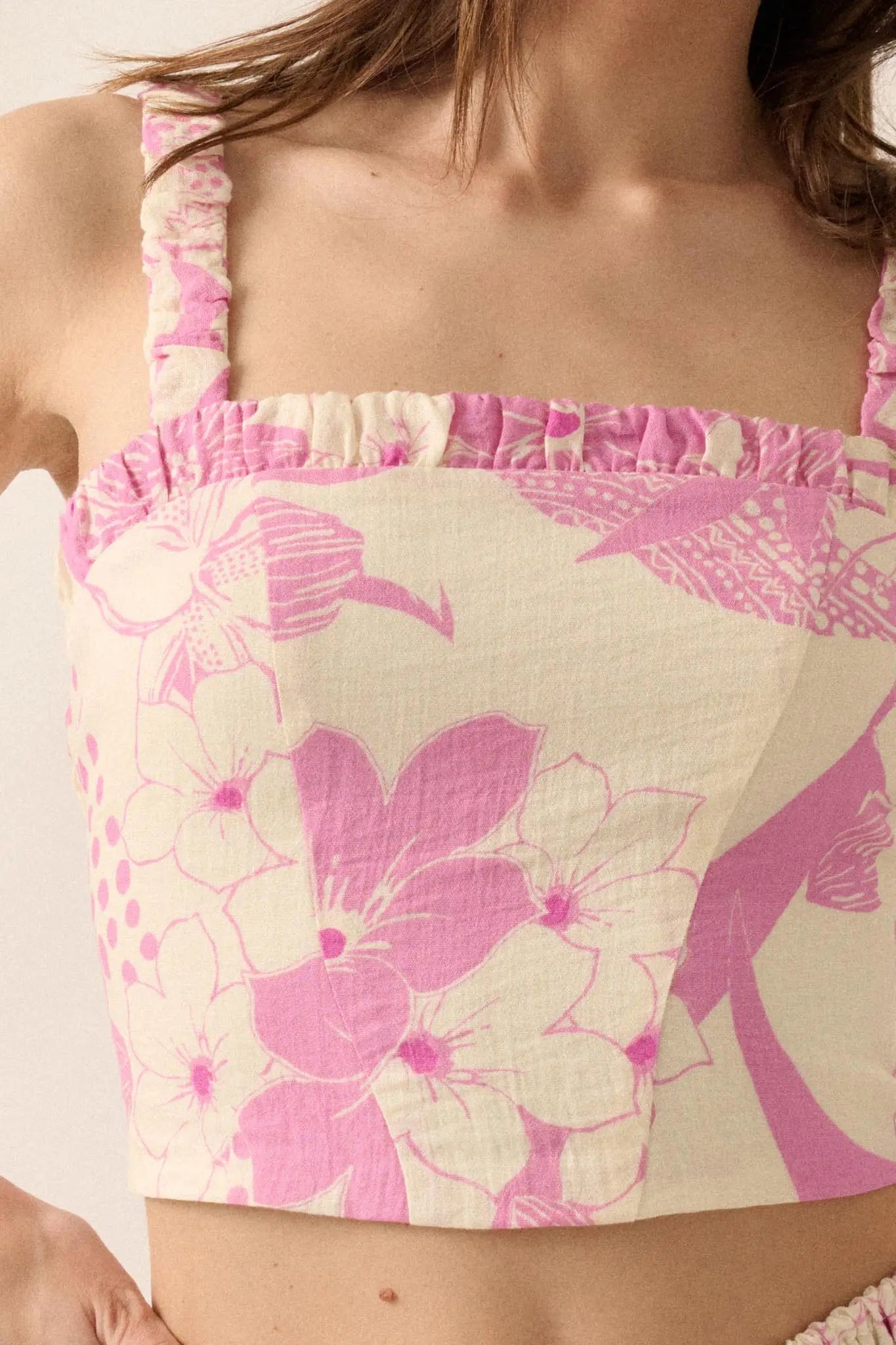 Tropical Treat Floral Cropped Cami Top