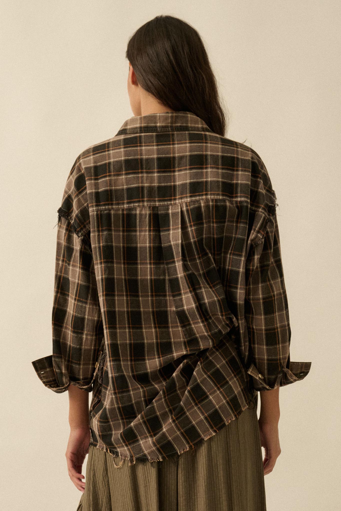 Tartan Threads Plaid Raw-Edge Button-Up Shirt