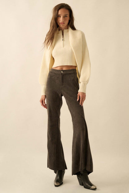 Way of Life Rib-Knit Shrug and Sleeveless Crop Top