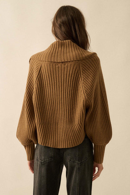 Way of Life Rib-Knit Shrug and Sleeveless Crop Top