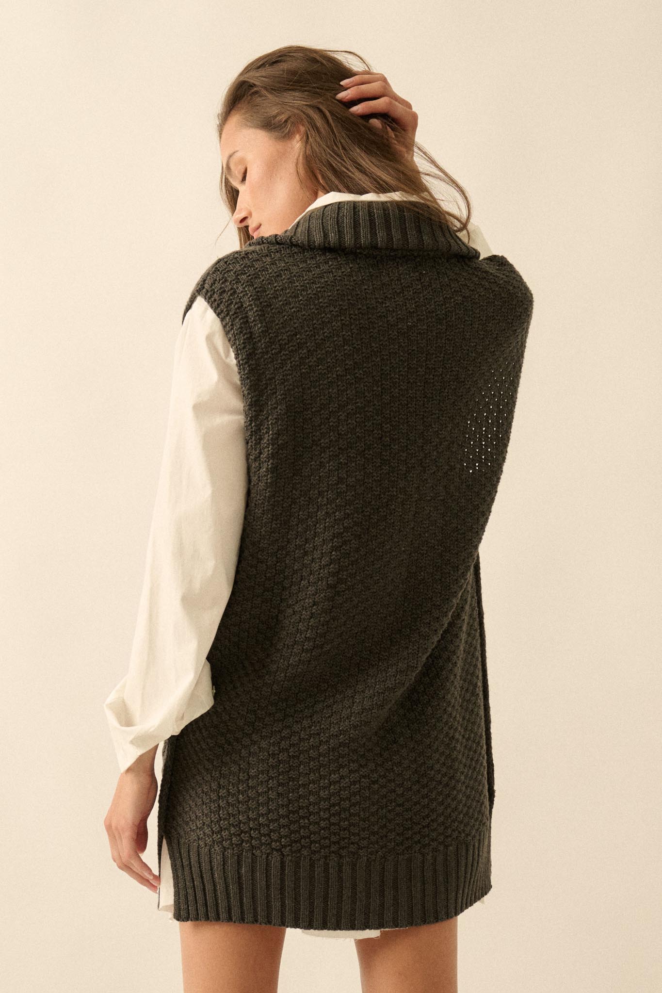 Twist of Fate Cable Knit Oversize Sweater Vest